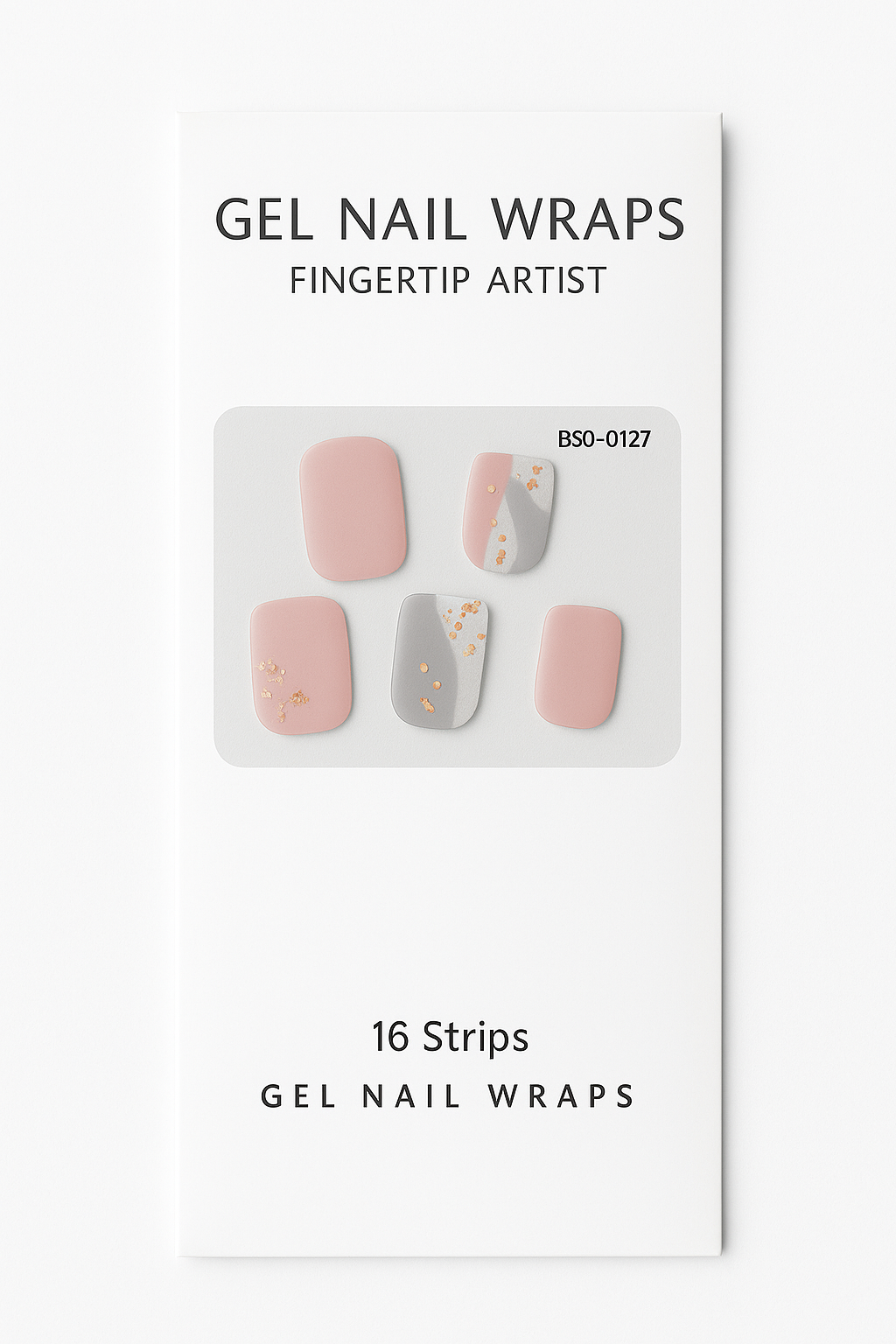 Semi Cured Gel Nail Wrap, Pink, White and Gold