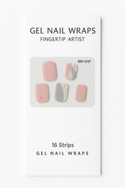 Semi Cured Gel Nail Wrap, Pink, White and Gold
