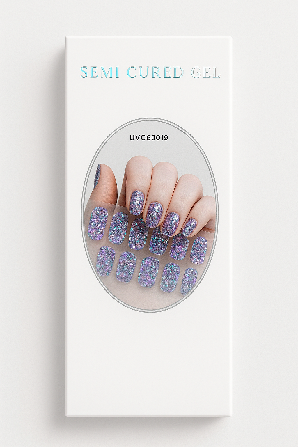 Semi Cured Gel Nail Wrap, Purple and Blue